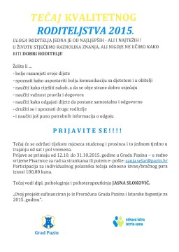 Tečaj kvalitetnog roditeljstva - plakat